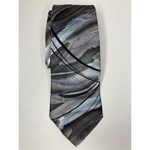 Jerry Garcia Mickey Collection Fifty-Two Abstract Gray Black Silk Mens Tie - Picture 1 of 5